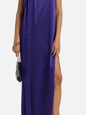 Stella McCartney Women's Blue Scarf Satin Gown Dress Size 40